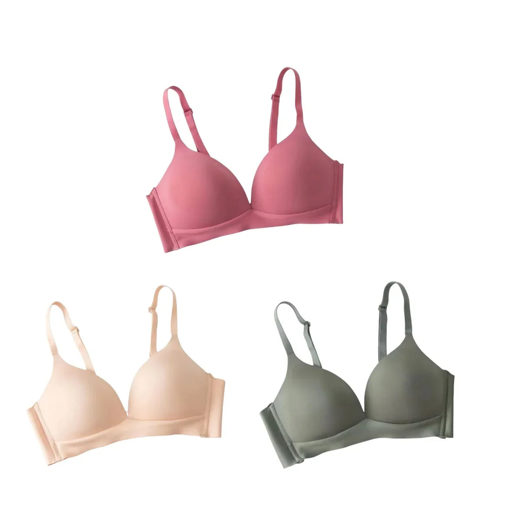 3Pcs/Set Seamless Bras For Women Non-wire Glossy Underwear Push Up Bra Without Steel Ring 3/4 Cup Female Comfort Lingerie