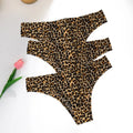 WarmSteps 3Pcs/Set Sexy Leopard Thongs Women's Panties Thongs 2024 New Female Underwear Seamless Printed Panties Ice Silk Briefs