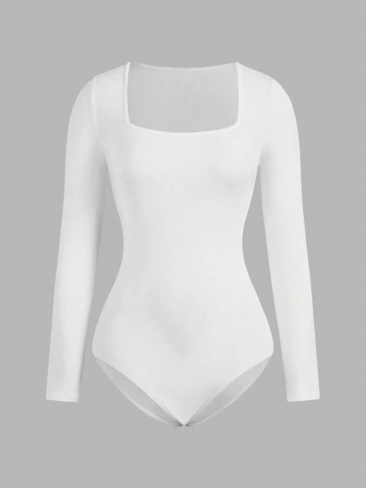 Women's Solid color Square Neck  Open Crotch One-Piece Bodysuit Long Sleeved Body  Lady Streetwear Female Warm Clothing