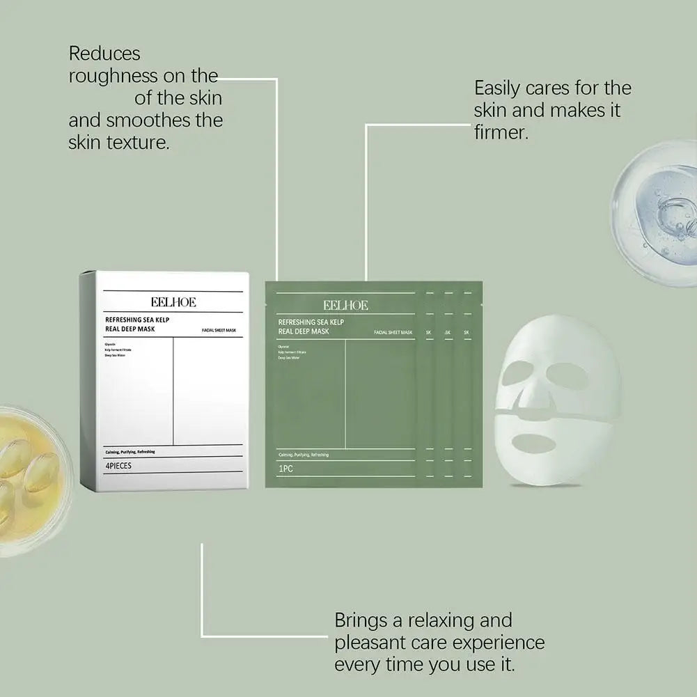 1/4Pcs Deep Collagen Overnight Face Mask Seaweed Collagen Essence Hydrating Overnight Hydrogel Mask Improve Elasticity, Firming