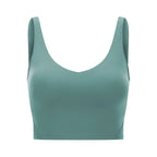 SHINBENE Women's V-neck Slimming Fitness Long-sleeve Padded Short-sleeve Sports Bra Yoga Bra Classic Athletic Tank Top