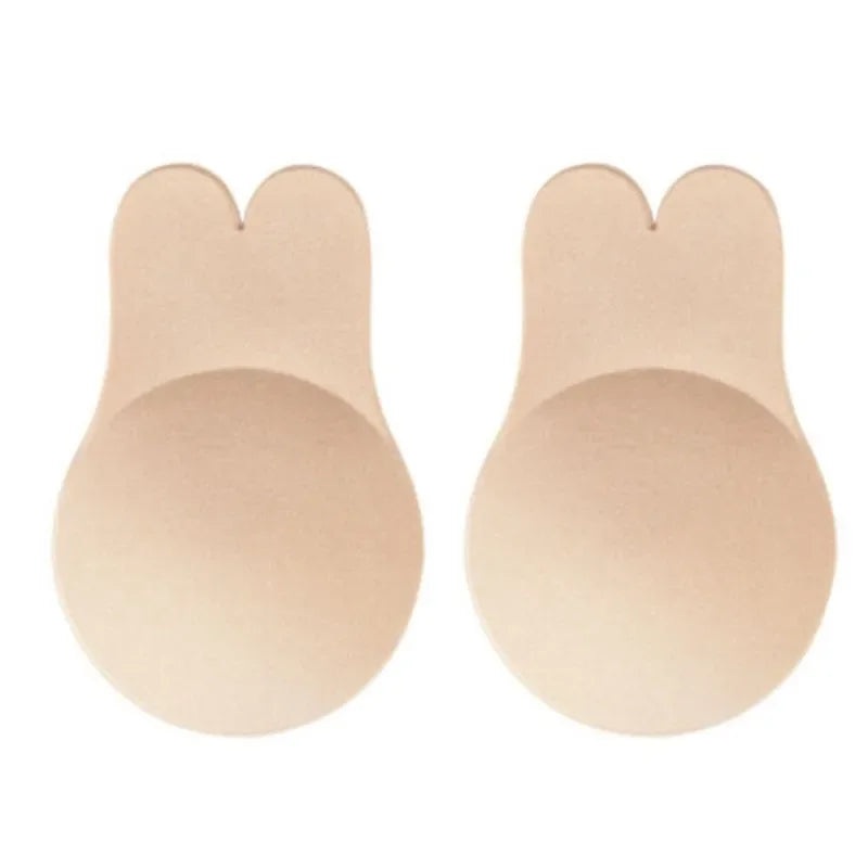Women Push Up Bras Self Adhesive Silicone Strapless Invisible Bra Reusable Sticky Breast Lift Tape Rabbit Nipple Cover Bra Pads