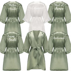 Grass Green Bride Satin-Silk Robe Women Bridal Party Sister Team Mother Shower Gift Bridesmaid Wedding Short Robes with Ruffle