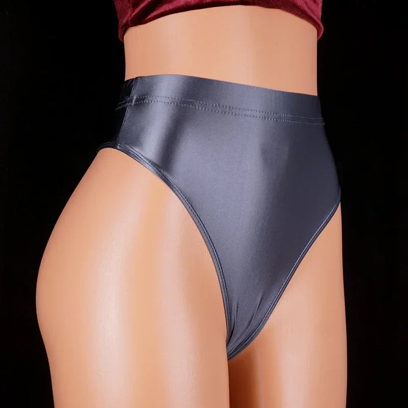 Japan Style Women Sexy thongs Shiny Smooth High Waist G-string Sexy T-Back lingerie Thong UnderWear Satin Glossy Femme Tight