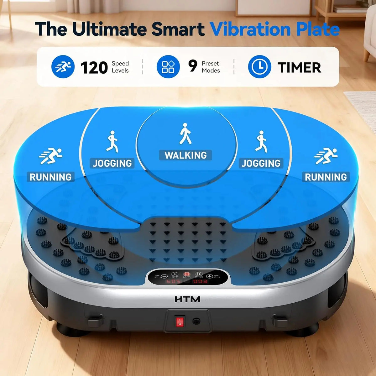 Full Body Vibration Plate – 120 Speeds & 9 Workout Programs