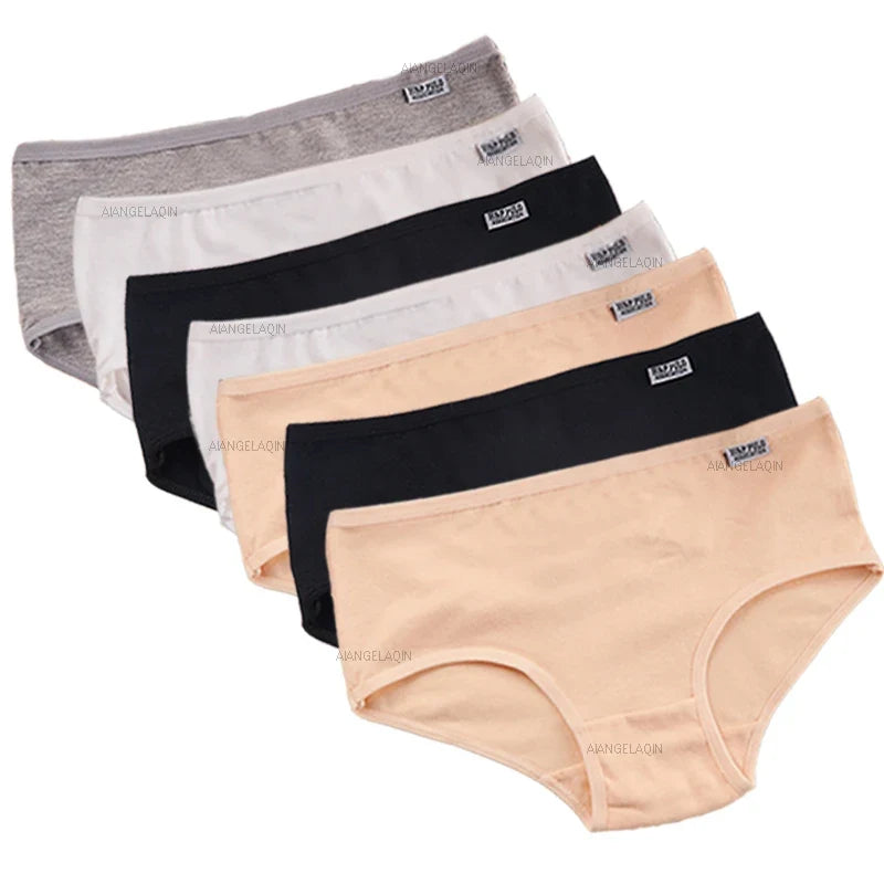 7Pcs/Lot Plus Size Underwear Women's Panties Cotton Girl Brief Sexy Lingeries Shorts Underpant Solid Panty Female Intimate M-4XL