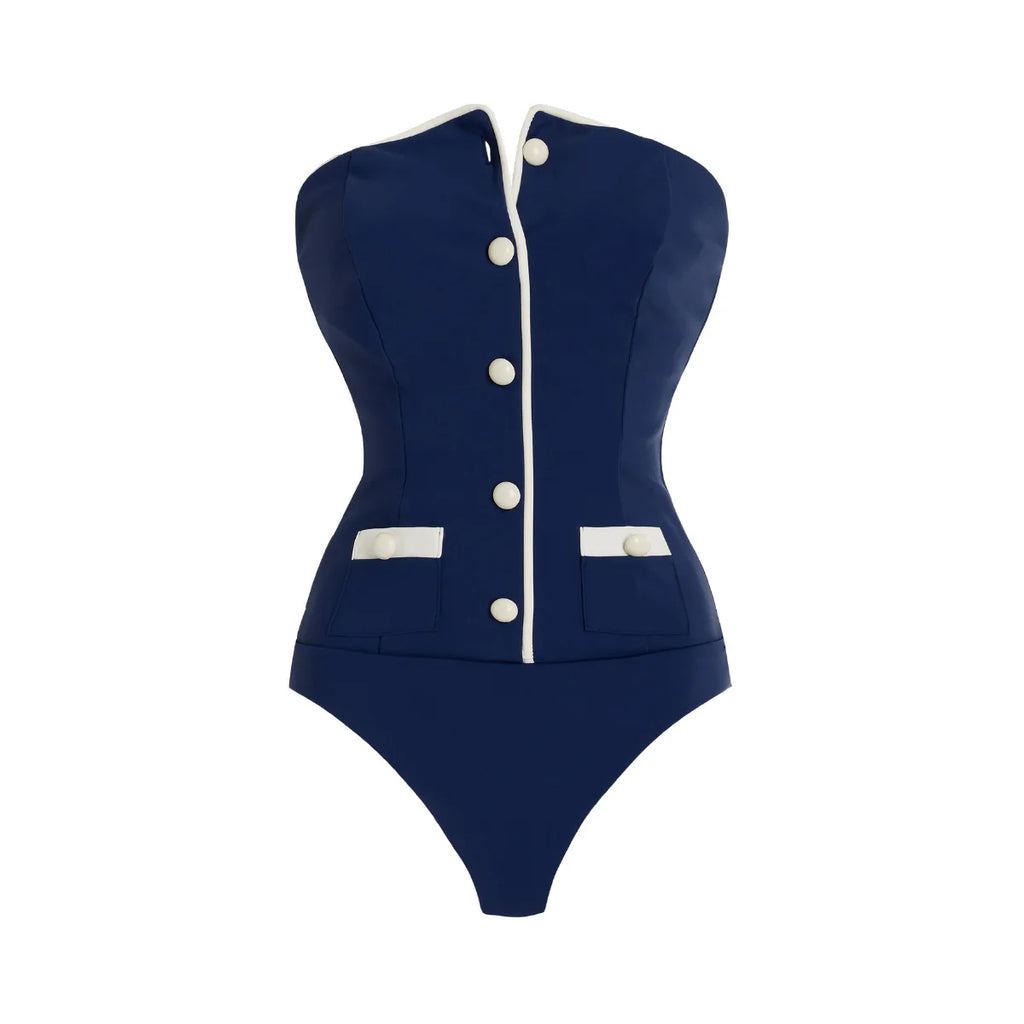 2025 Sexy Women's Swimsuit New Strapless Simple One-piece Swimwear with Shorts Two-piece Set Sliming Bodysuit Beachwear Monokini