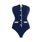 2025 Sexy Women's Swimsuit New Strapless Simple One-piece Swimwear with Shorts Two-piece Set Sliming Bodysuit Beachwear Monokini