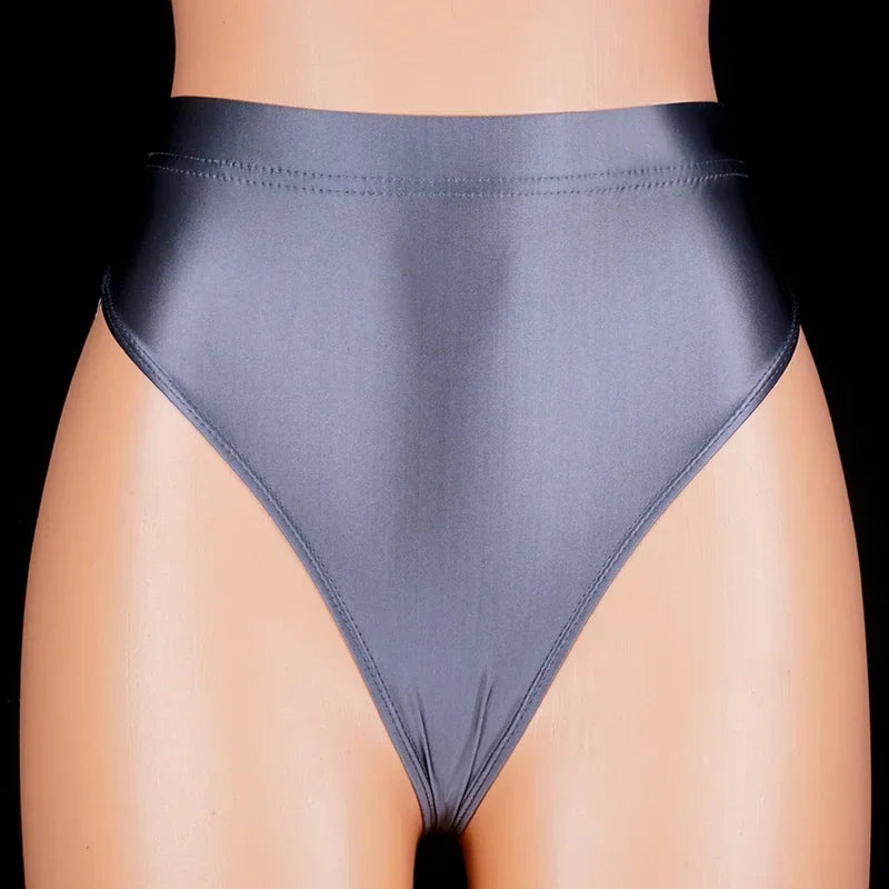 Japan Style Women Sexy thongs Shiny Smooth High Waist G-string Sexy T-Back lingerie Thong UnderWear Satin Glossy Femme Tight
