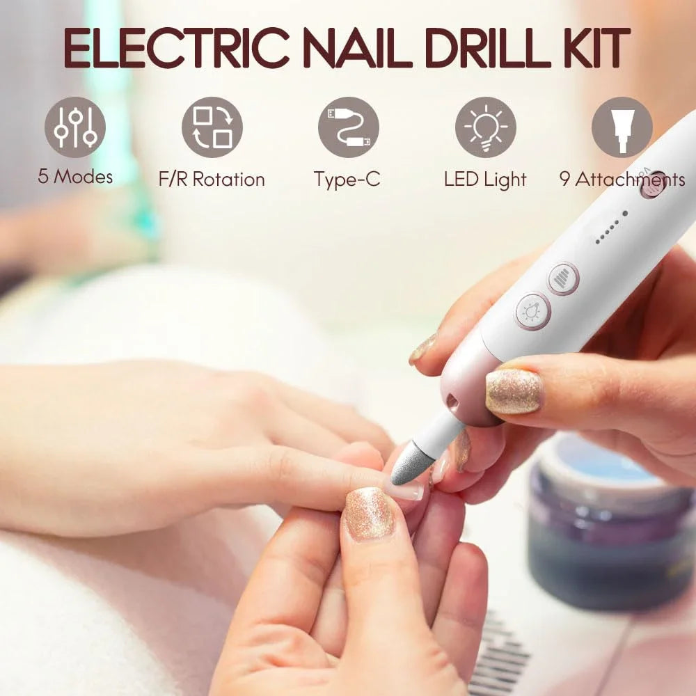 Cordless Electric Nail File Set Portable Nail Drill Machine for Hand