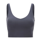 SHINBENE Women's V-neck Slimming Fitness Long-sleeve Padded Short-sleeve Sports Bra Yoga Bra Classic Athletic Tank Top