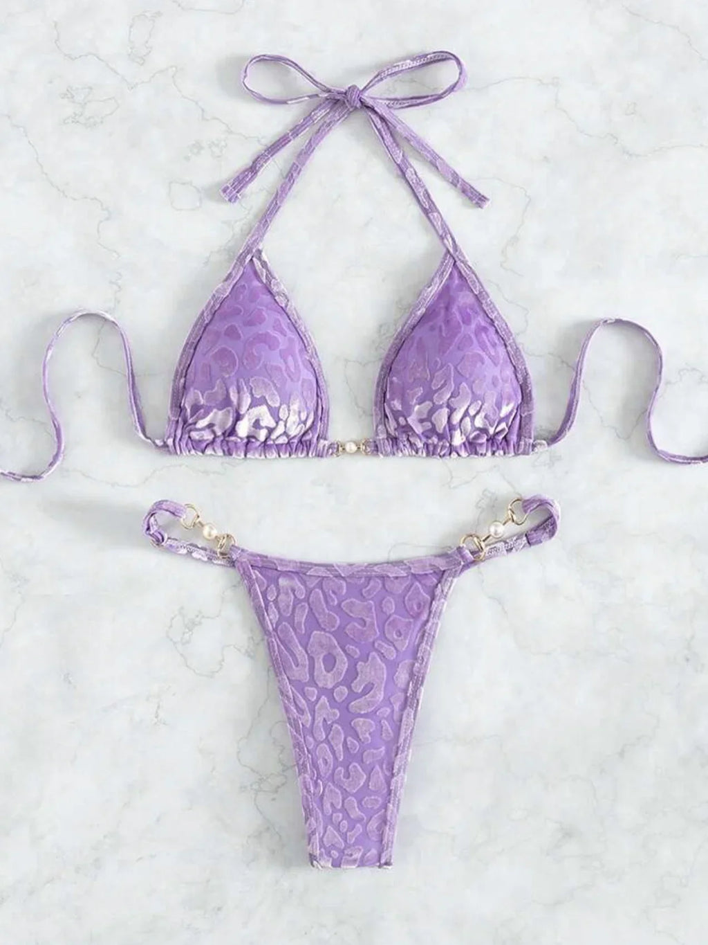 Shiny Pink Micro Bikini 2025 Mujer Women Sexy PU Pearls Push Up Thong Swimsuit Summer Bathing Suit Bandage Holiday Swimwear