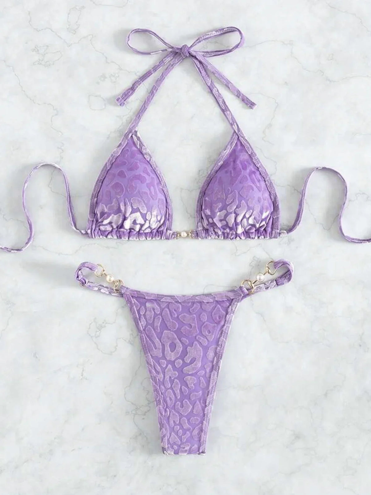 Shiny Pink Micro Bikini 2025 Mujer Women Sexy PU Pearls Push Up Thong Swimsuit Summer Bathing Suit Bandage Holiday Swimwear