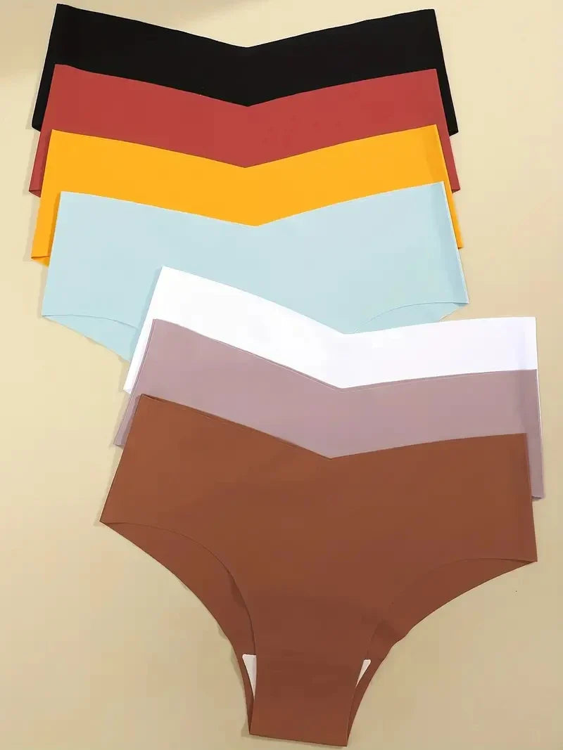 10pcs Hot Sale Women's Panties Seamless Underwear Ultra-thin Solid Briefs Female V-Waist 10 Colors panty Silk Lingerie