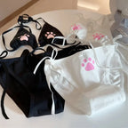 Japan Style Lace Up Lolita Women's Underwear Set Cotton Breathable Kawaii Cat Claw Cute Bra Set Cosplay Cartoon Bra Set Lingerie