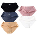Seamless Silk Briefs Sexy Panties For Women Mid Waist Comfortable Girl Silk Panty Female Underpants Woman Lingerie  5 PCS/Set