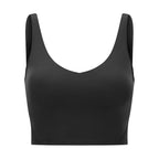 SHINBENE Women's V-neck Slimming Fitness Long-sleeve Padded Short-sleeve Sports Bra Yoga Bra Classic Athletic Tank Top