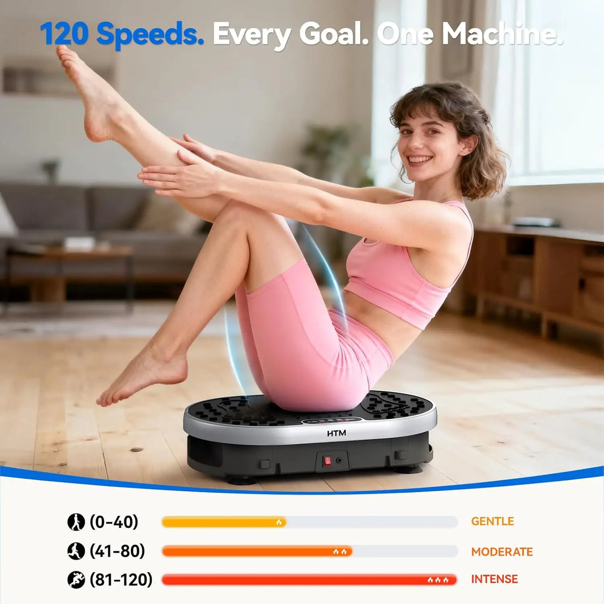 Full Body Vibration Plate – 120 Speeds & 9 Workout Programs