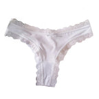 Sweet Pink Satin Silk Ruffle Thong Sexy Low Waist G-String Briefs for Women Ice Silk Underwear Female Intimates Lingerie