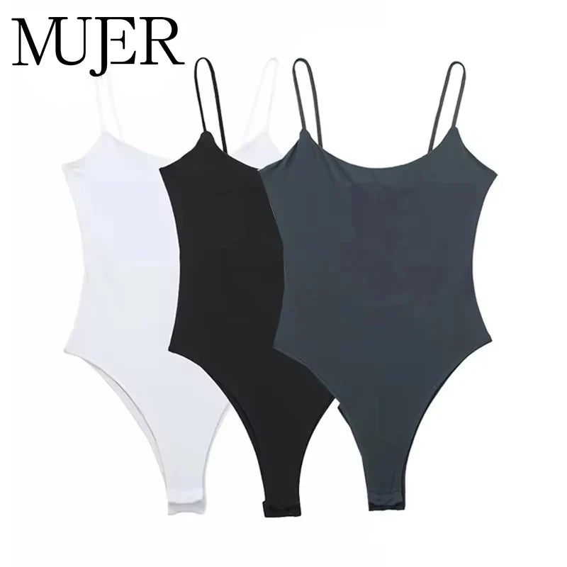 MUJER White Black Body Woman Sleeveless Tight Bodysuit Lingerie Sexy Woman Bodys Bodycon Backless Bodysuit Women Summer Tops