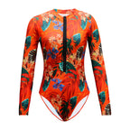 Vintage Mesh Print Swimming Suit for Women Long Sleeve High Waist One Piece Swimsuit 2025 Beach Bathing Suit Купальник