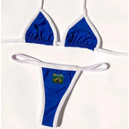 2026 Fashion Embroidery Brasil Flag Contrast Split Bikini Set Women Swimwear Patchwork Swimsuit Hottie Outfit SummerBeachwear