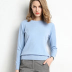 Women's Slim O-Neck Cashmere Wool Blend Sweater