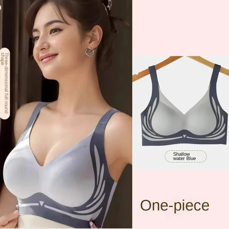 Plus Size Super Gather Push Up Bras Women Soft Support Seamless Underwear Female Full Cup Lift-Up Bras No Steel Sleepwear