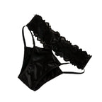 Cross Belt Lace Transparent Sexy Underpants Women's Low Waist Mesh Hollowed Bow Panties Cotton Breathable Briefs Lingerie