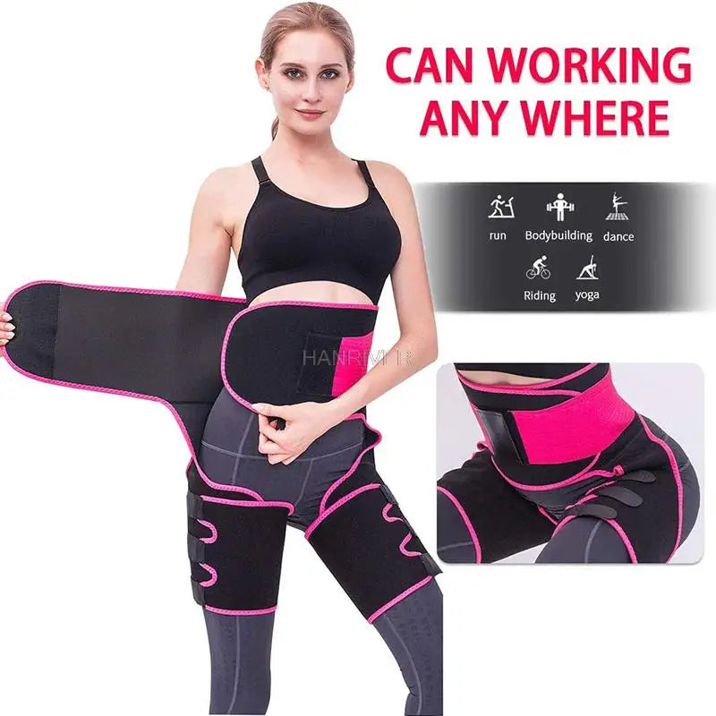 3 in 1 waist and thigh trimmer Double Compression Belt Leg Support Sweat Sauna Effect Neoprene Waist Trainer Butt Lifter Workout