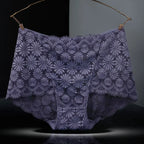 1Pc Fashion Women High Waist Plus Size Panties Lace Mesh Floral Transparent Briefs Underwear Solid Seamless Underpants Lingerie