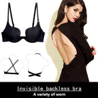 New Hot Sexy Bra Push Up U Plunge Bra Of Underwear Women D Cup Seamless Half Cup Bra And Brief Dress Lingerie Halter Solid Black