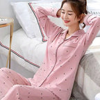 New Women's Imitation Cotton Pyjamas Homewear Set Girls Spring and Autumn Pajamas Homewear Ladies Long-Sleeved Cardigan Homewear