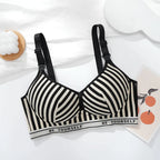 New Lightweight Breathable Maternity Breastfeeding Bra Made of Pure Cotton Gathered Anti Sagging Letter Stripe Women's Underwear