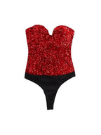 Strapless Sequin Bodysuits for Women, Backless Bodysuits, Sweetheart Neck, Female Playsuits, Sexy Fashion
