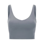 SHINBENE Women's V-neck Slimming Fitness Long-sleeve Padded Short-sleeve Sports Bra Yoga Bra Classic Athletic Tank Top