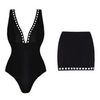 2025 Sexy Women's Swimsuit New Strapless Simple One-piece Swimwear with Shorts Two-piece Set Sliming Bodysuit Beachwear Monokini