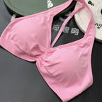 Adjustable High-Impact Yoga T-Back Sports Bra - Halter Neck, Backless, Quick-Dry, Shockproof Gym Tank Top