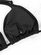 2 Pcs/Set Women's Bikini Split Set Summer Leisure Vacation Style Hanging Neck Bareback Strap Bikini Set Beach Women's Swimsuit