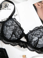SINGREINY Hotsweet Lace Night Underwear Suits Women Strap Sheer Mesh Bra+Ruffles Thongs 2025 Erotic Lingerie Two Pieces Sets