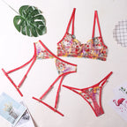 Brskbzda Lingerie Sensual Lace Underwear Transparent Embroidery 3-Piece Garters Fancy Beautiful Short Skin Care Kits Intimate