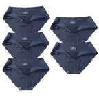 Seamless Silk Briefs Sexy Panties For Women Mid Waist Comfortable Girl Silk Panty Female Underpants Woman Lingerie  5 PCS/Set