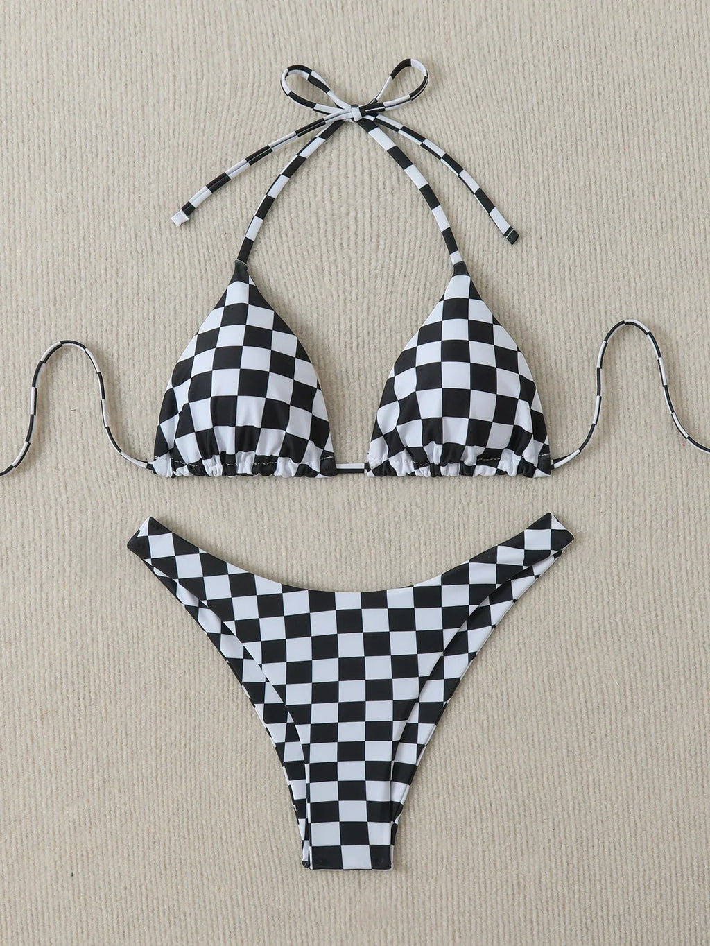 Summer retro floral print 2-piece bikini lace up swimsuit sexy high waisted women's swimsuit