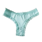 Sweet Pink Satin Silk Ruffle Thong Sexy Low Waist G-String Briefs for Women Ice Silk Underwear Female Intimates Lingerie