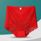 Women High Waist Plus Size Panties Sexy Lace Mesh Floral Transparent Briefs Fashion Underpants Lingerie  Seamless Underwear