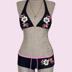 UETEEY 2025 New Summer Swimwear Bikinis Set Sexy Printed Lace Back Naked Bikini 2 Pieces Set Women's Swimwear Slit Beach Bikini