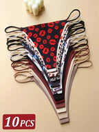 10Pcs Women Seamless Thongs Thin Strap Low Waist High Flexibility Panties Sexy Underwear Ladies Briefs T-back Comfortable Women