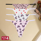 FINETOO 4PCS Seamless Thong Women Thin Strap Low Waist High Flexibility Panties Sexy Underwear Ladies Briefs T-back Comfortable