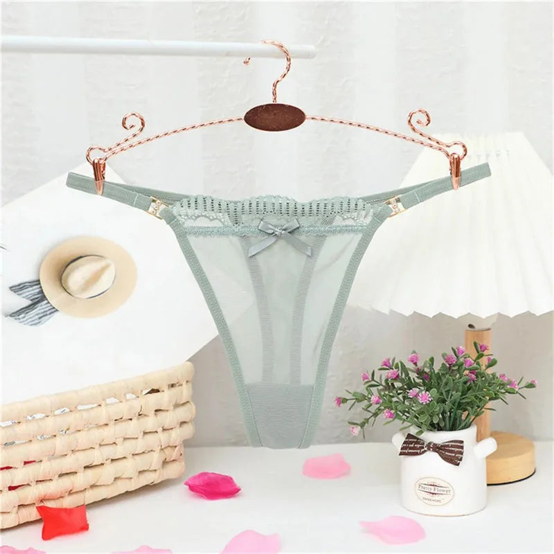 2024 New Women Sexy Panties Mesh Sheer Thongs T Pants Seamless Underwear T-Back Briefs Low Waist See Through G Strings