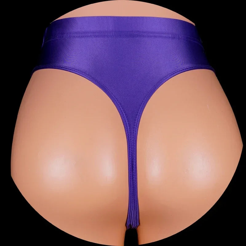 Japan Style Women Sexy thongs Shiny Smooth High Waist G-string Sexy T-Back lingerie Thong UnderWear Satin Glossy Femme Tight